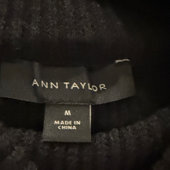 Ann Taylor Black Leather and Knit Turtleneck Sweater - Picture 3 of 3